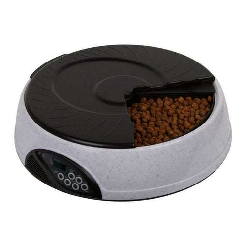 High quality pet automatic feeding machine with 6 trays, display, microphone, speaker, and scheduled feeding features