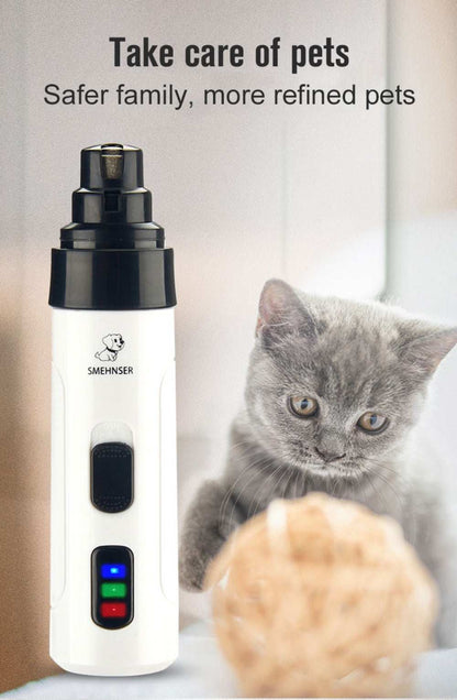 Cordless pet nail trimmers with rechargeable battery, two speeds, quiet motor, and ergonomic design