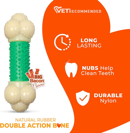 Double Action Power Chew Durable Dog Toy Bacon X-Large/Souper (1 Count)
