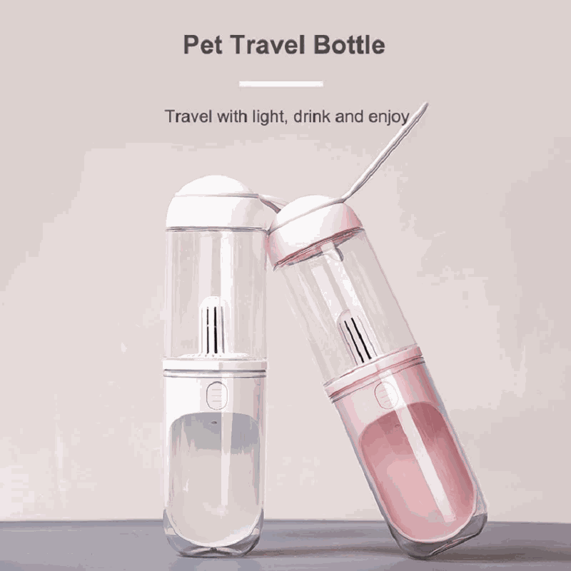 Portable outdoor travel pet water dispenser for dogs and cats with 330ml capacity