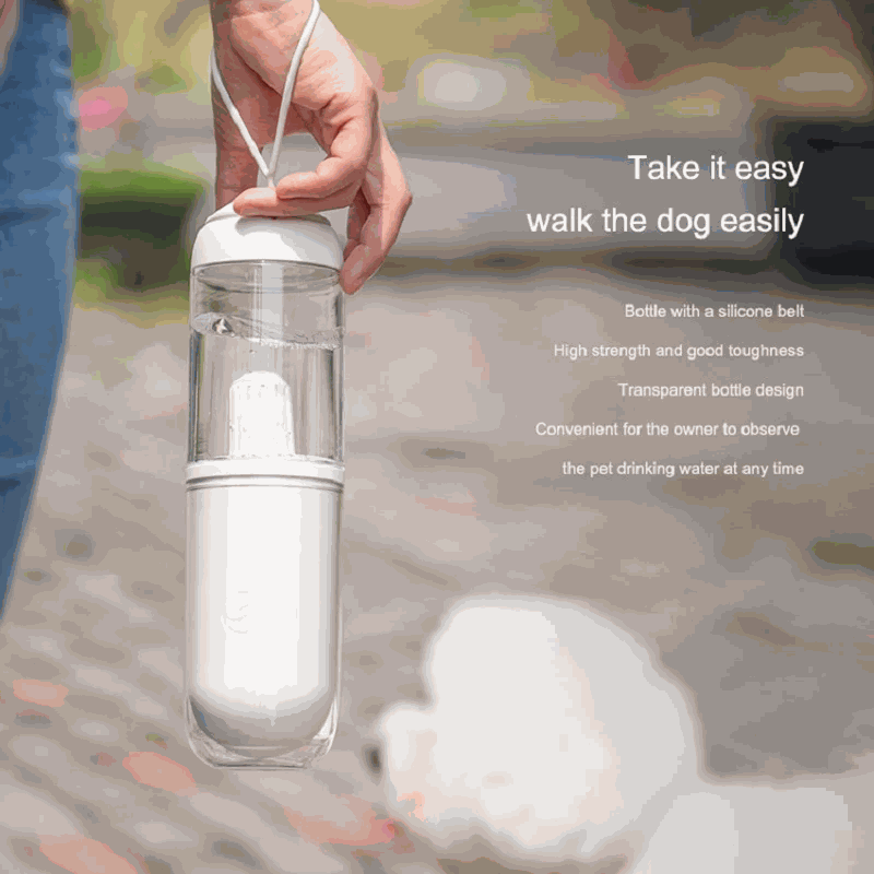Portable outdoor travel pet water dispenser with 330ml capacity for dogs and cats